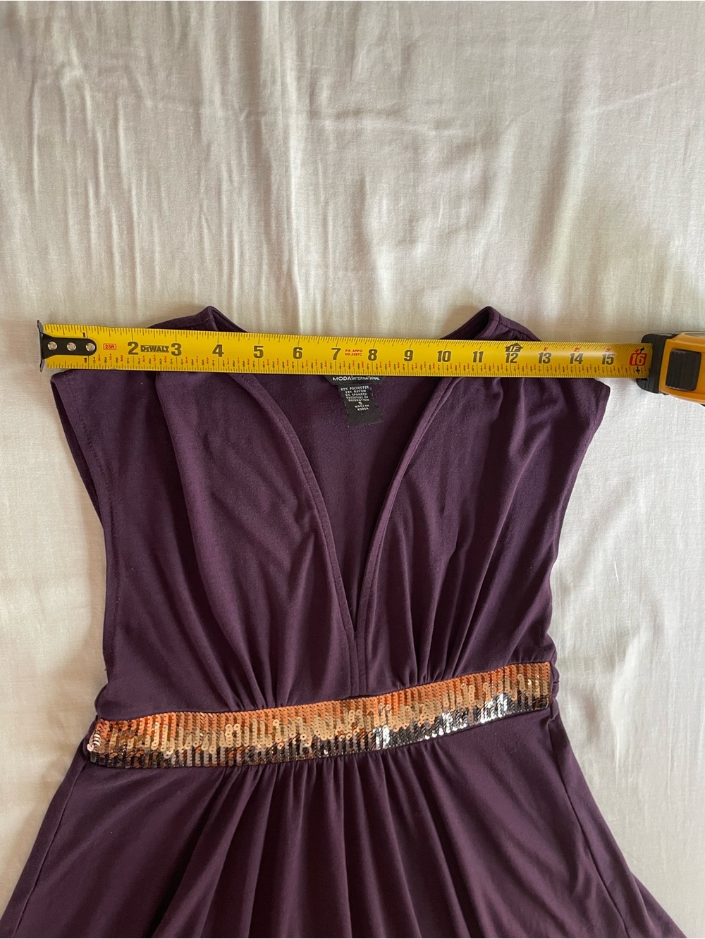Moda International Plum Sleeveless V-Neck Top with Sequin Waistband - Picture 5 of 5